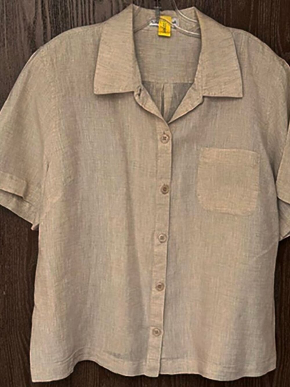 Coldwater Creek 100% Washable Linen Blouse Camp Shirt - Light Beige - Size PXL